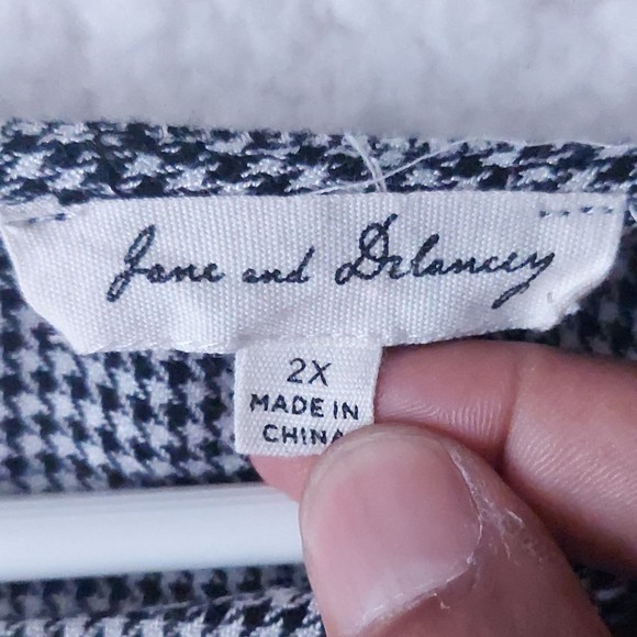 Jane and Delancey Black & White Houndstooth Long Sleeve Top Women's Sz 2X - Picture 3 of 15